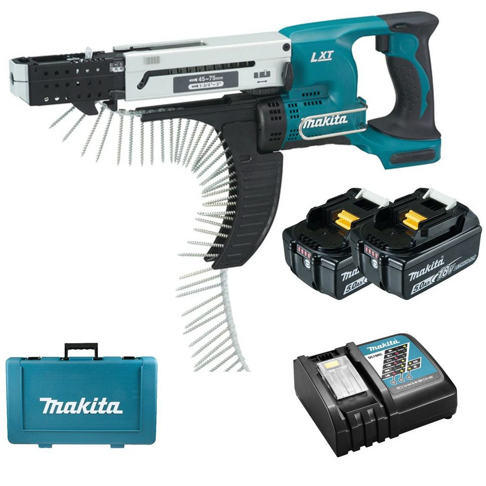 Makita Akku-Schnellbauschrauber DFR750RTE 18 V 2x 5,0 Ah Akku-Magazinschrauber