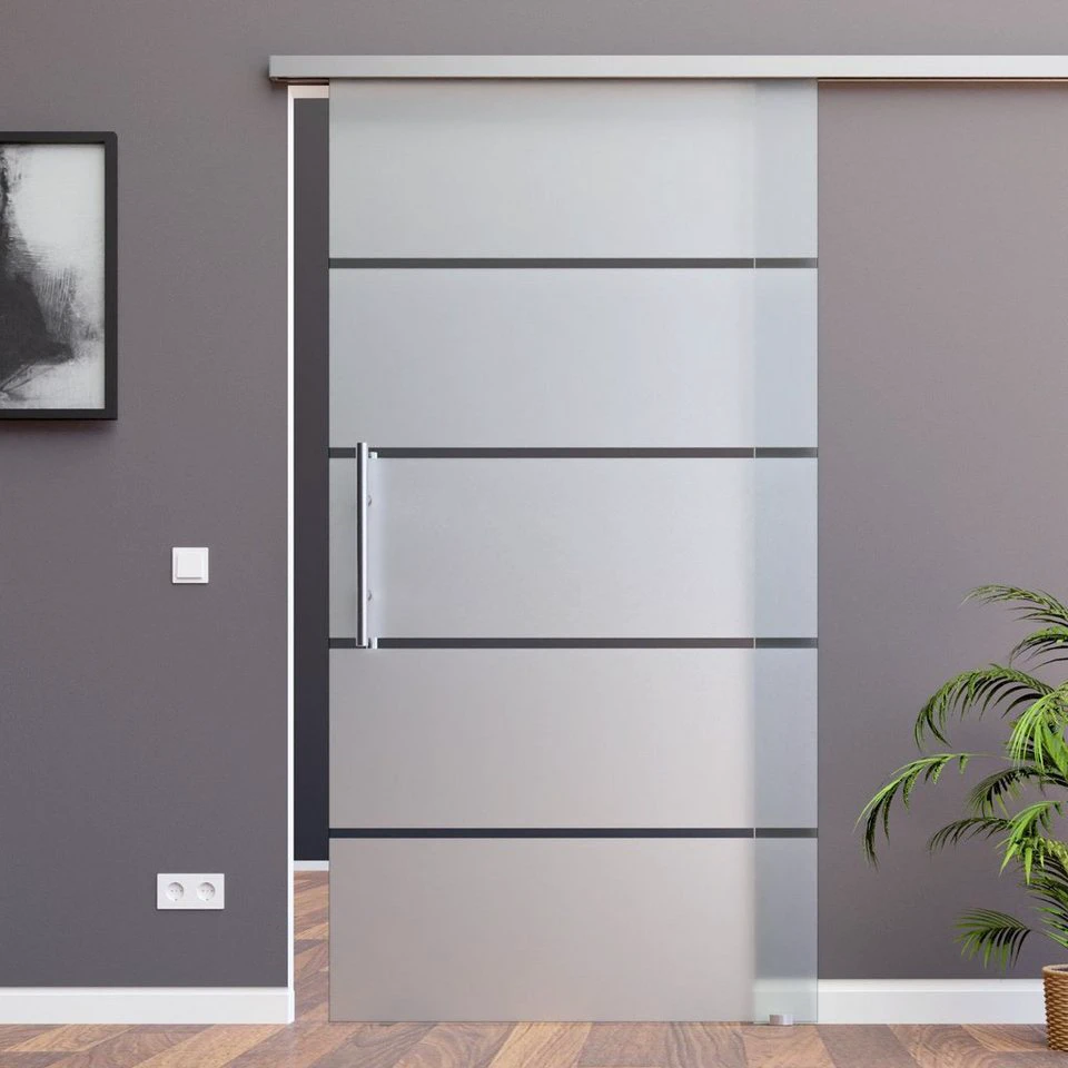 AMOD Glasschiebetür P1-GE420 SlimLine Komplett Set Griffstange 42 cm SoftStop