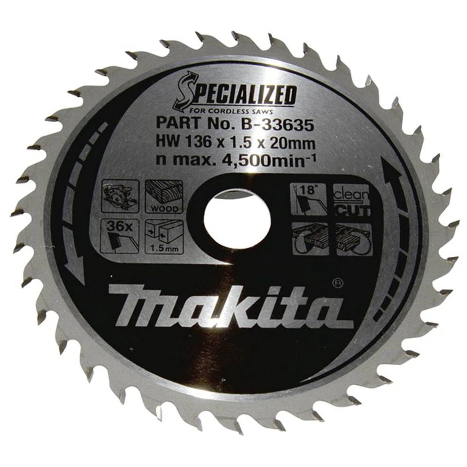 Makita Kreissägeblatt B-33635 136x20x36Z für Akku-Handkreissägen