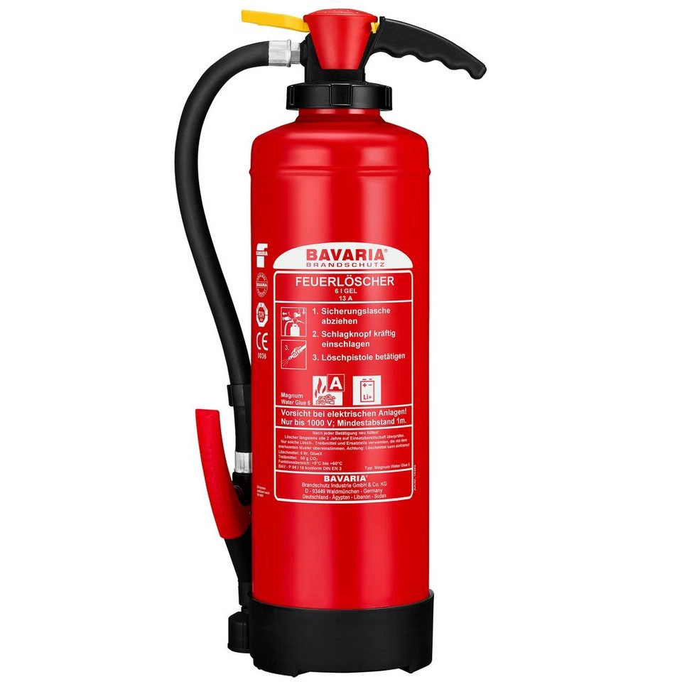 BAVARIA Water Glue 6 Gel-Feuerlöscher Lithium-Ionen-Akkus Brandklasse A bis 6 m