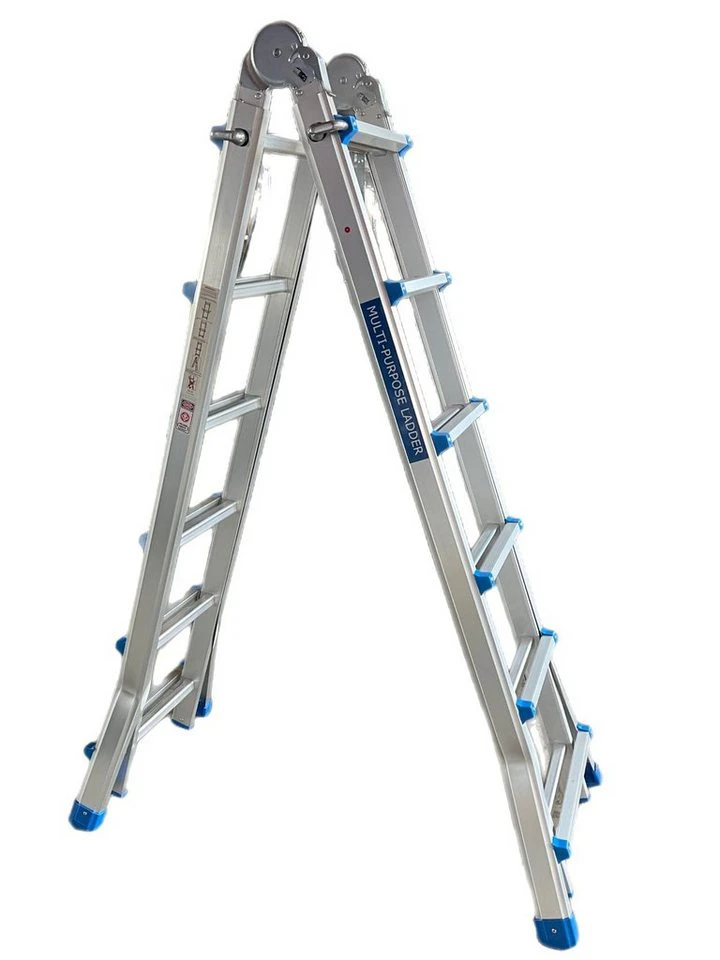VaGo-Tools Mehrzweckleiter 4 x 6 Sprossen Aluminium klappbar Anlegeleiter Stehleiter
