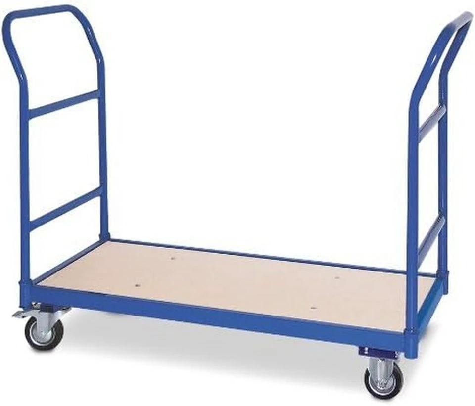 BRB-Lagertechnik Transportwagen Schiebebügelwagen 2 Schiebebügel 1140x500x890 mm Stahl Blau RAL 5010