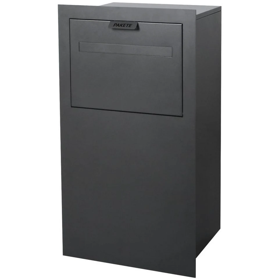 Letterbox24 OSKAR Durchwurfpaketbriefkasten für Zaun und Mauer RAL 7016