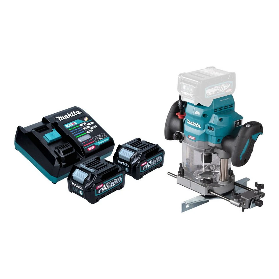 Makita RP001G Akku-Oberfräse 40 V max. 12 mm Brushless 2x Akku 2,5 Ah Ladegerät