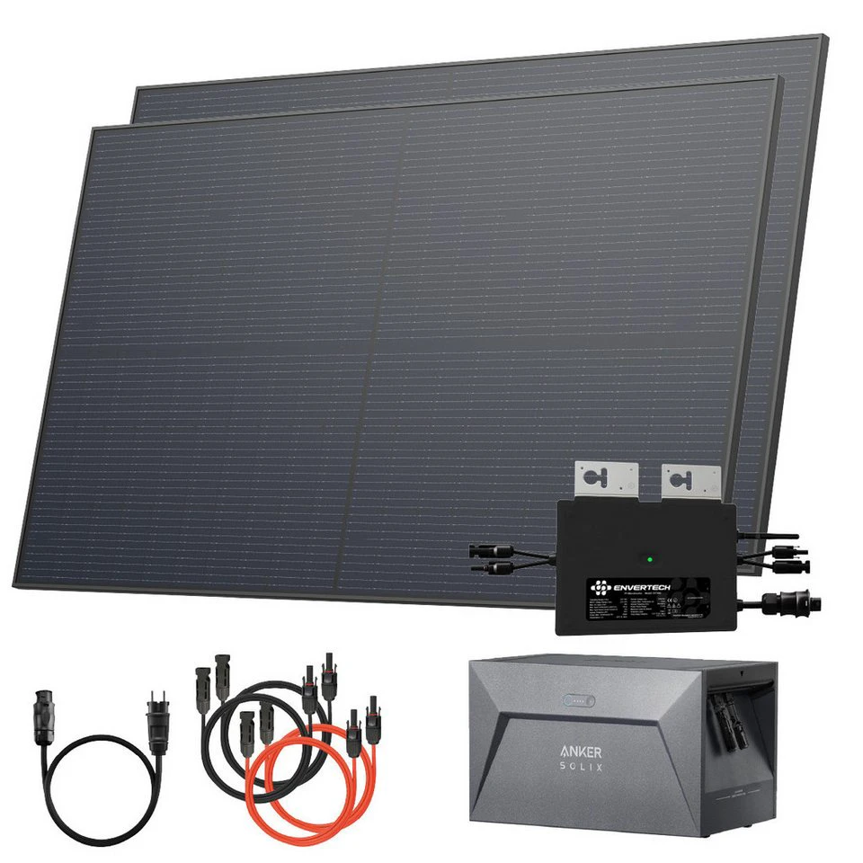 Solarway Balkonkraftwerk 880W mit Anker SOLIX Solarbank 1 E1600 800W 2 x 440W bifazial