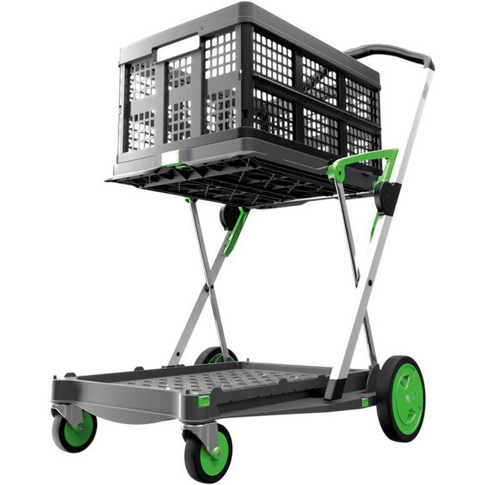 Soennecken Transportwagen Klapptrolley Kunststoff Aluminium grau grün