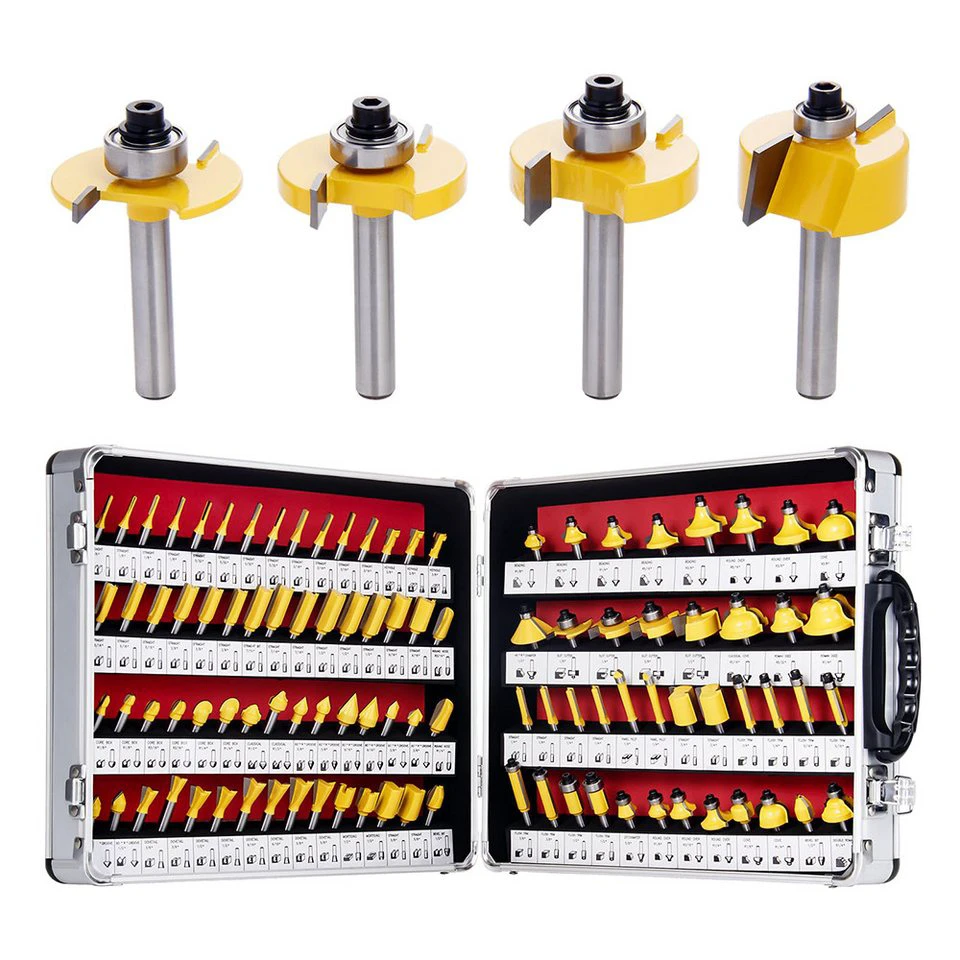 PODOFO Fräser-Set 100tlg Hartmetall-Werkzeugsatz 1/4 für Holzbearbeitung