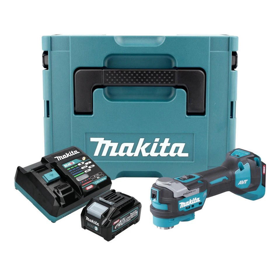 Makita Akku-Multifunktionswerkzeug TM 001 GM101 40 V max. Starlock Max Akku 4,0 Ah Lader Makpac