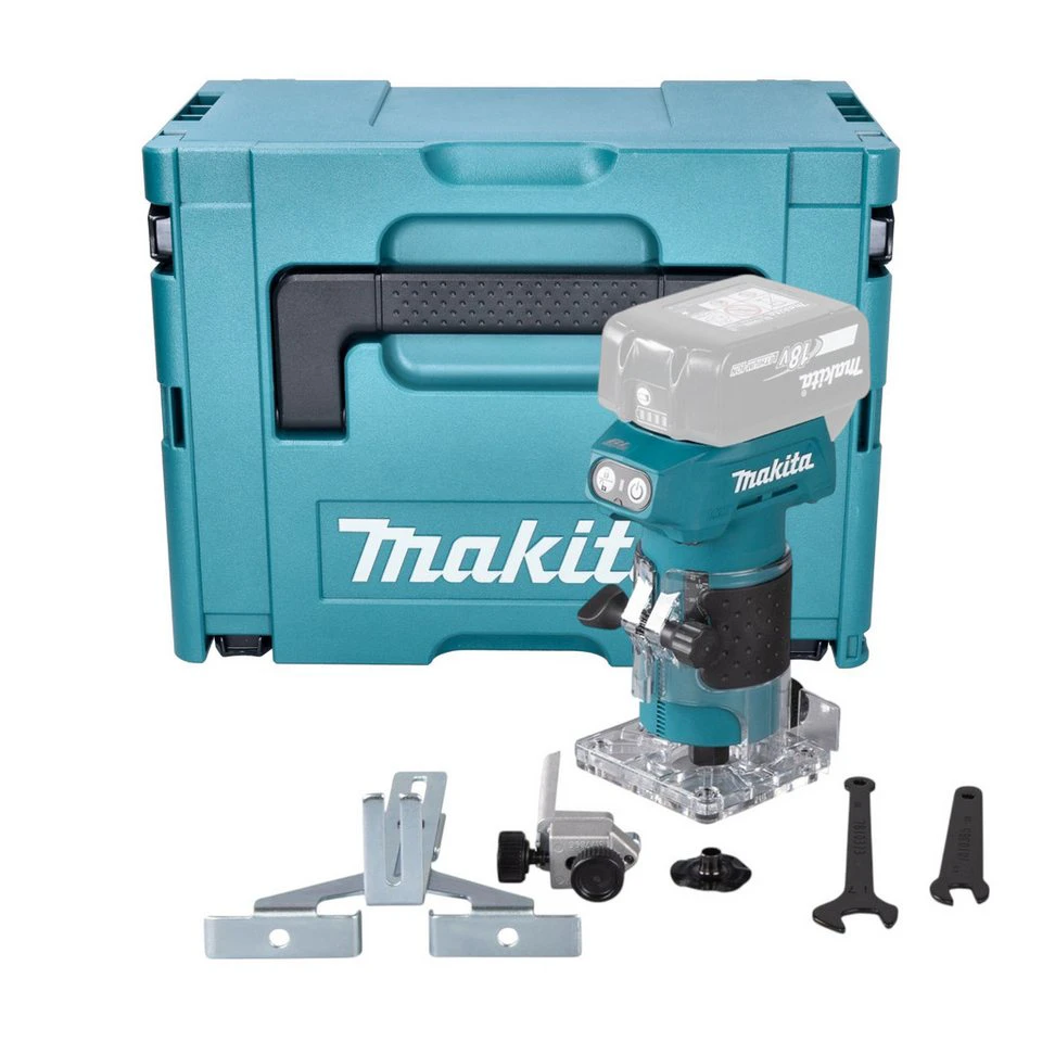 Makita Akku-Kantenfräse DRT 52 18 V 6 mm bürstenlos Makpac ohne Akku Ladegerät