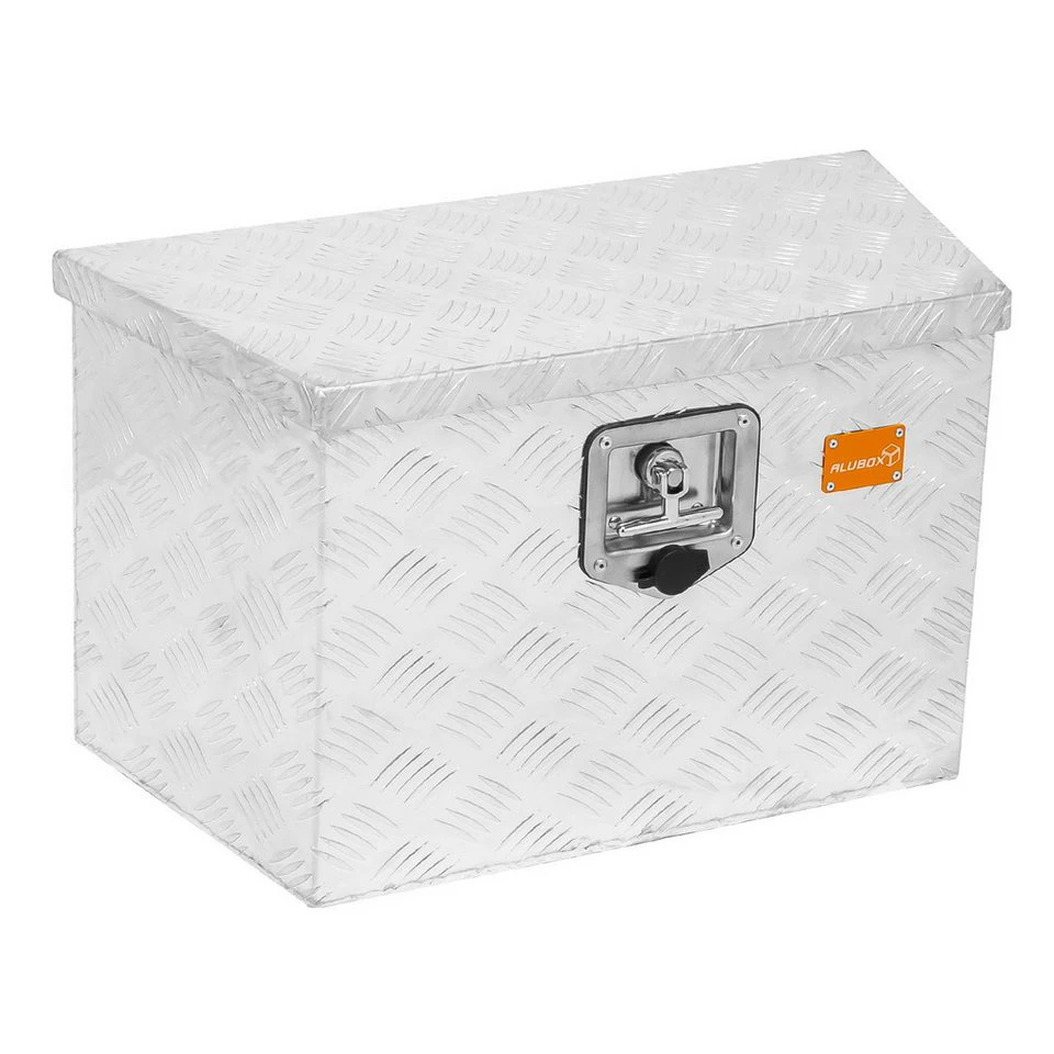ALUBOX Anhänger-Deichselbox Aluminium Riffelblech abschließbar Gasdruckdämpfer Zylinderschloss
