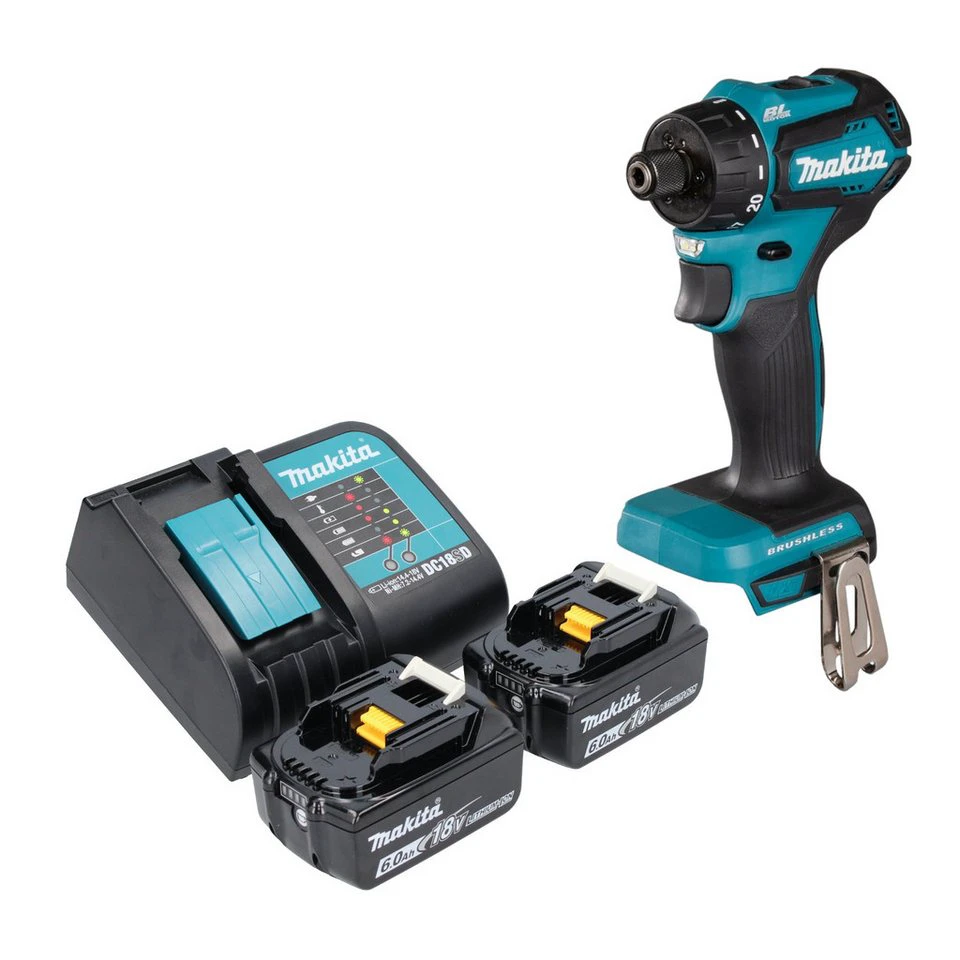 Makita Akku-Bohrschrauber DDF 083 18 V 40 Nm 1/4 Zoll 2x 6,0 Ah mit Ladegerät