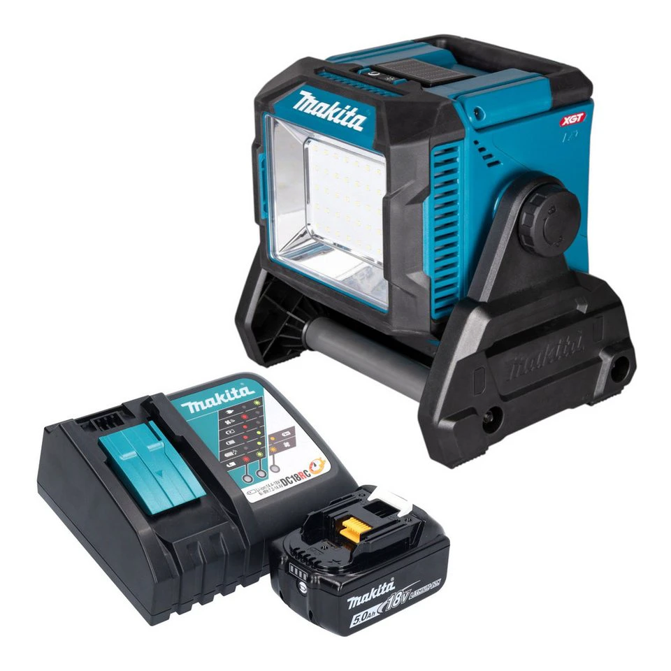 Makita Baustrahler ML 005 G 18 / 40 V max. 3.600 lm mit 5,0 Ah Akku und Ladegerät