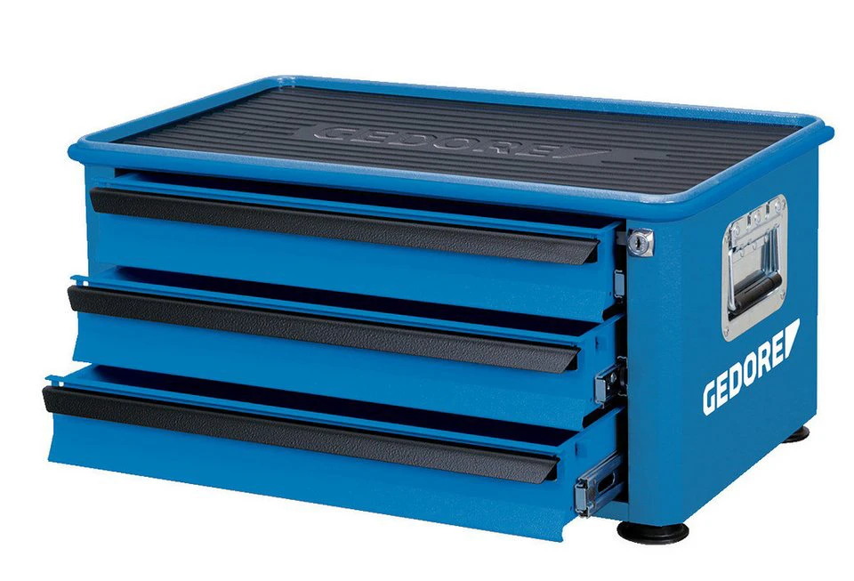 Gedore Werkzeugkoffer 1430 Werkzeugtruhe 3 Schubladen Stahlblech GEDORE blau
