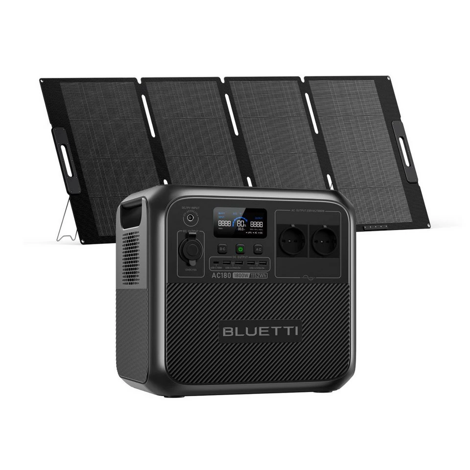 BLUETTI AC180 Stromerzeuger 1800W 1152Wh mit MP200 Solarmodul LiFePO4 2700W