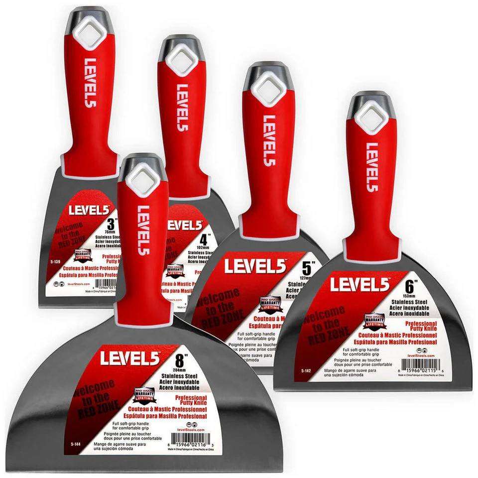 LEVEL5 Universalspachtel Set 5-602 5x Edelstahl weicher Griff