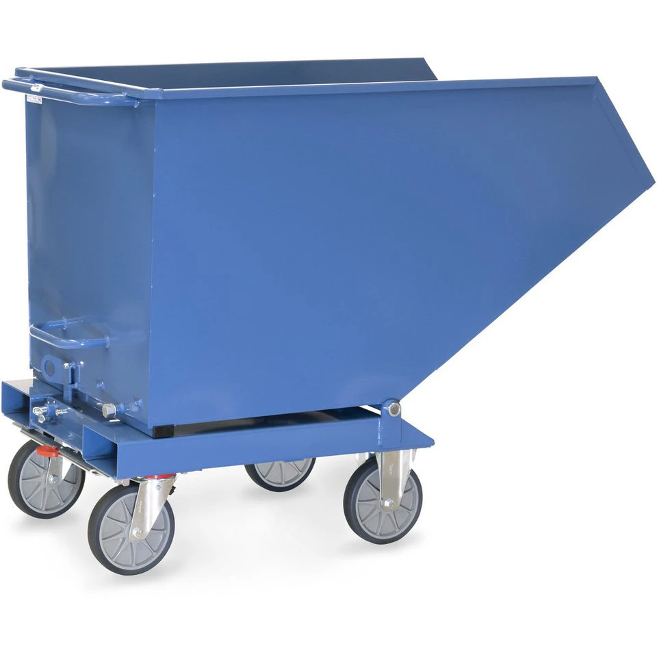 FETRA Muldenkipper 4703 Transportwagen blau RAL 5007 mit Staplertaschen