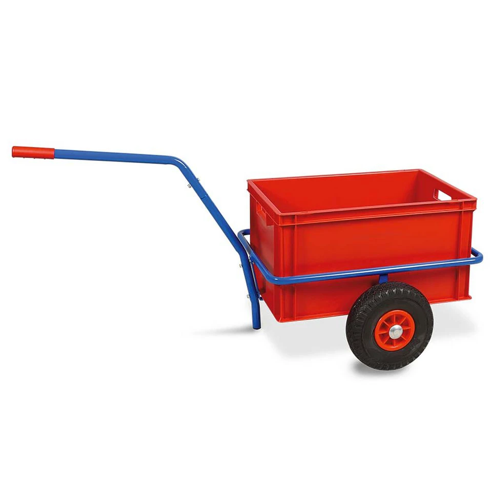 BRB-Lagertechnik Transportwagen Handwagen mit herausnehmbarem Kunststoffkasten 600x400x320 mm Blau