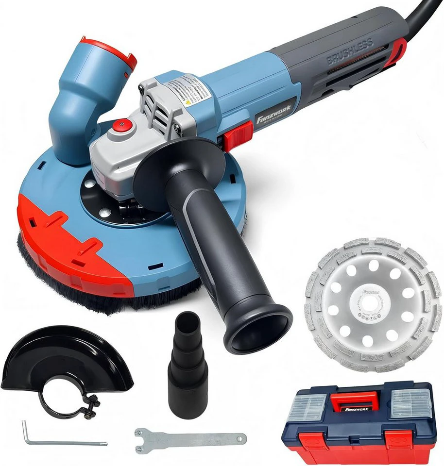 Fanztool Betonschleifer Winkelschleifer bürstenlos 1900 W 150 mm Diamantschleiftopf Set