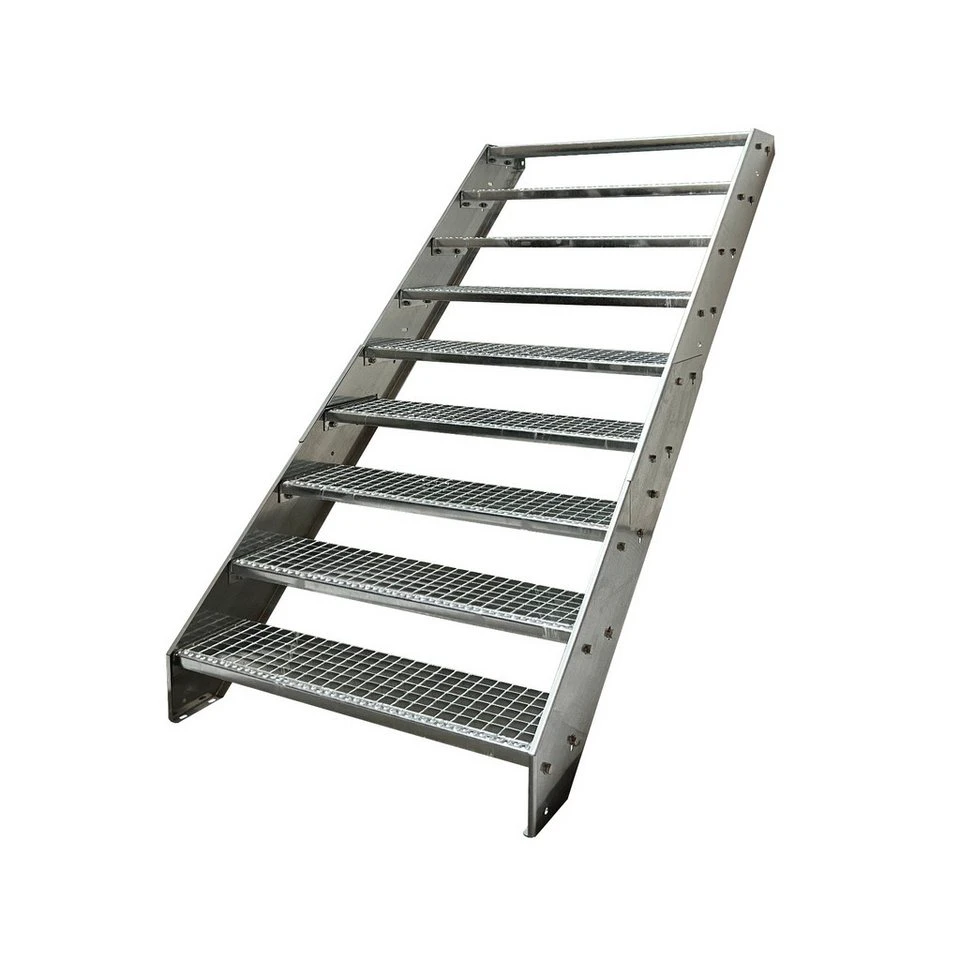 Kaminbau Mierzwa Außentreppe Stahltreppe 16 Stufen verzinkt Höhe 171 cm mit oder ohne Geländer