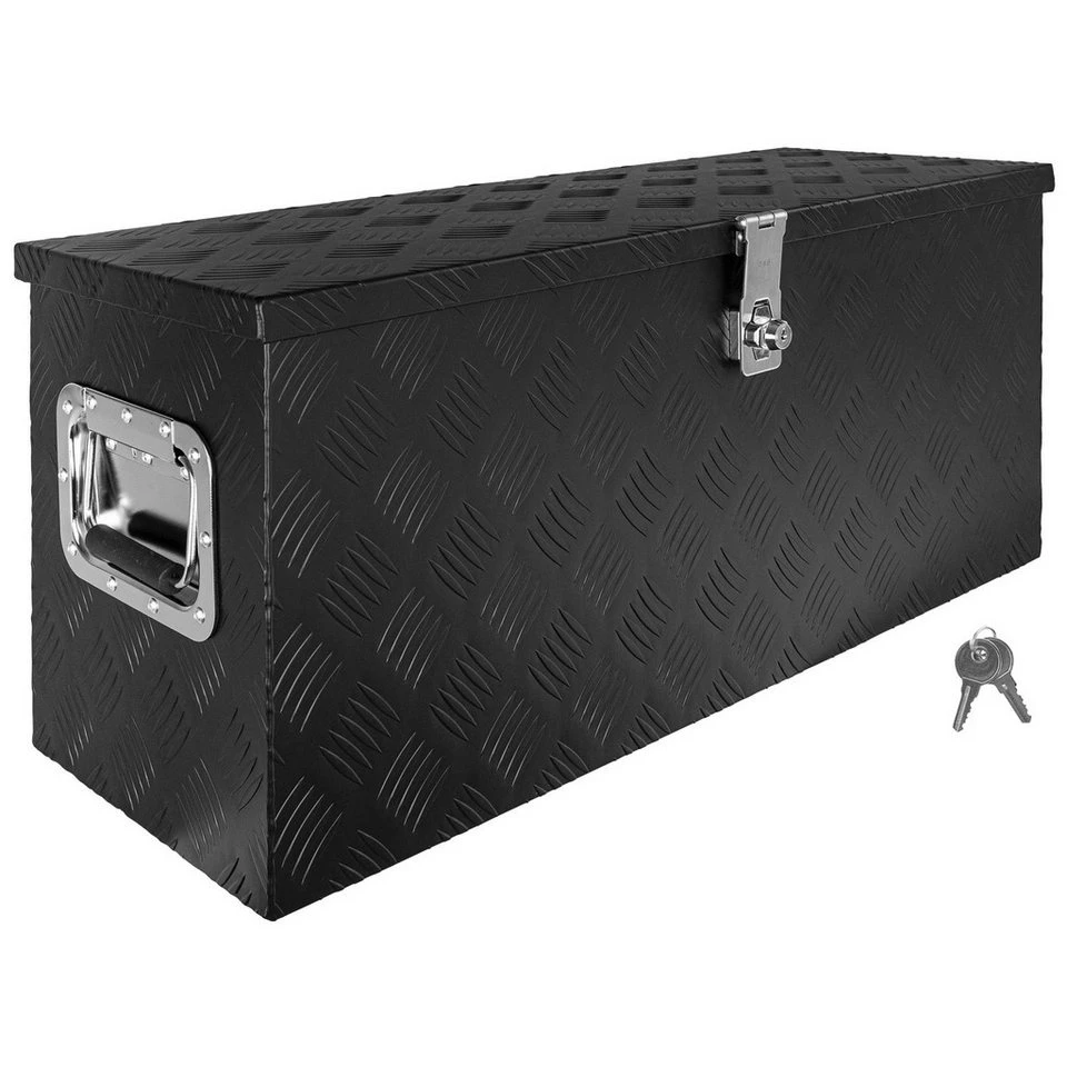 Trucky Anhänger-Deichselbox D080 Schwarz Alu Werkzeugkasten Truckbox