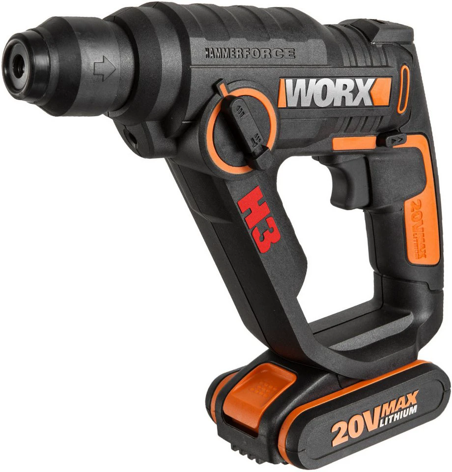 Worx Bohrhammer WX390.1 20V 3-in-1 mit 2 Akkus und Ladegerät