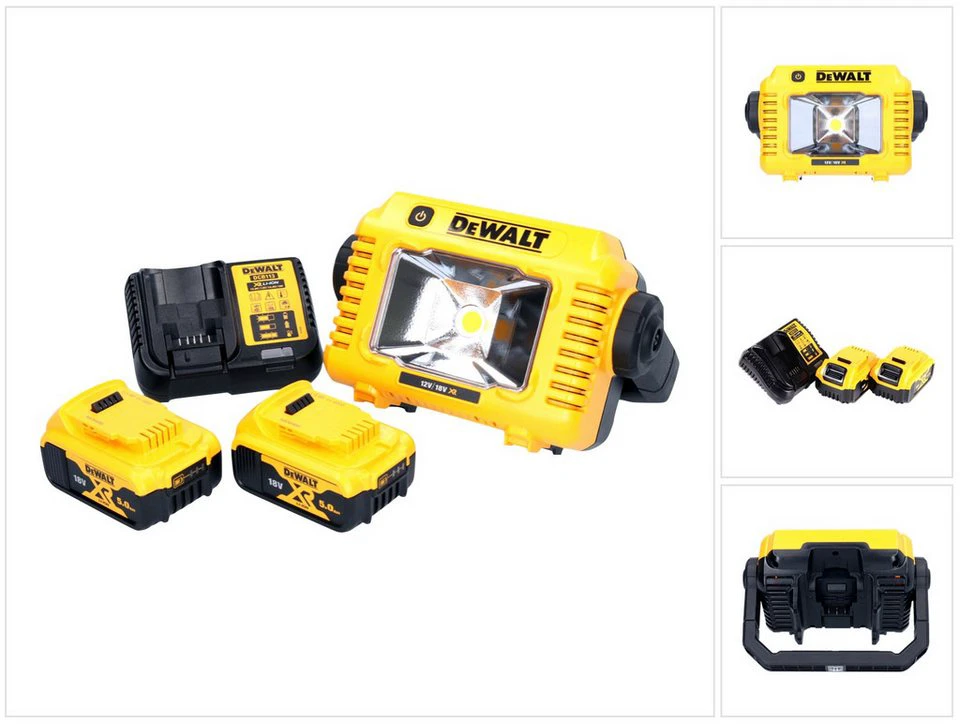 DeWalt Baustrahler DCL 077 Akku LED Arbeitsstrahler 12 V 18 V 2000 lm IP54 2x Akku