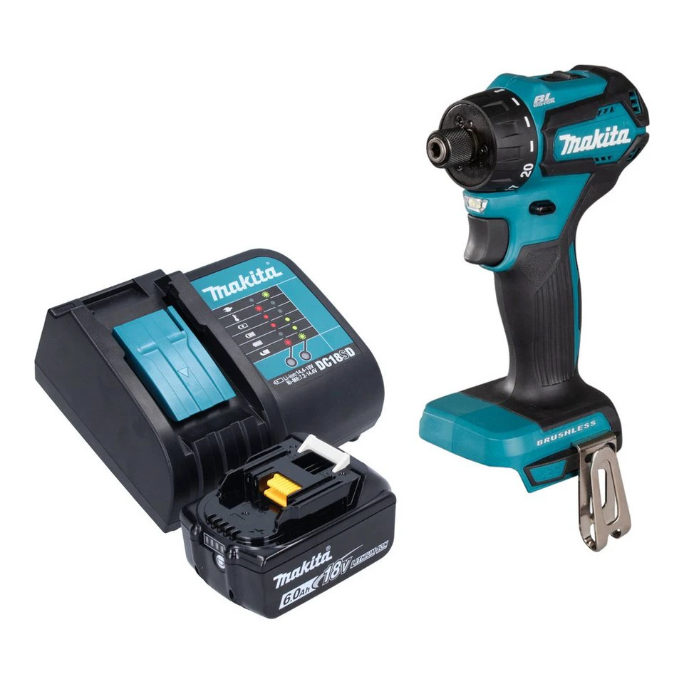 Makita Akku-Bohrschrauber DDF 083 18 V 40 Nm 1/4 Zoll 6,0 Ah Ladegerät
