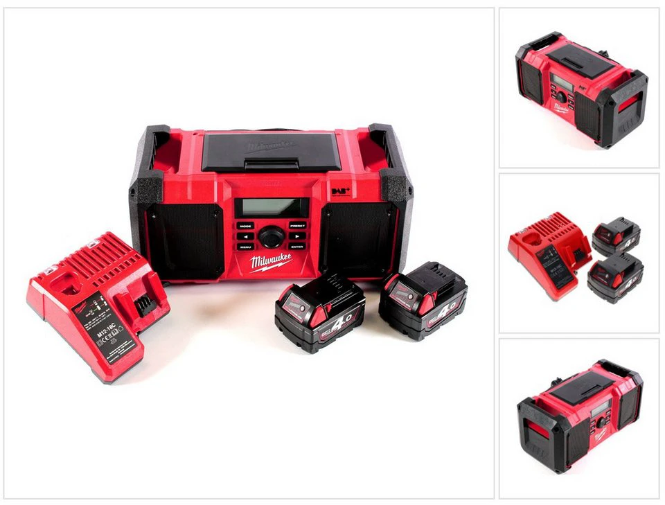 Milwaukee M18 JSR DAB+ Baustellenradio Akku Netz 18 V 2x Akku 4,0 Ah