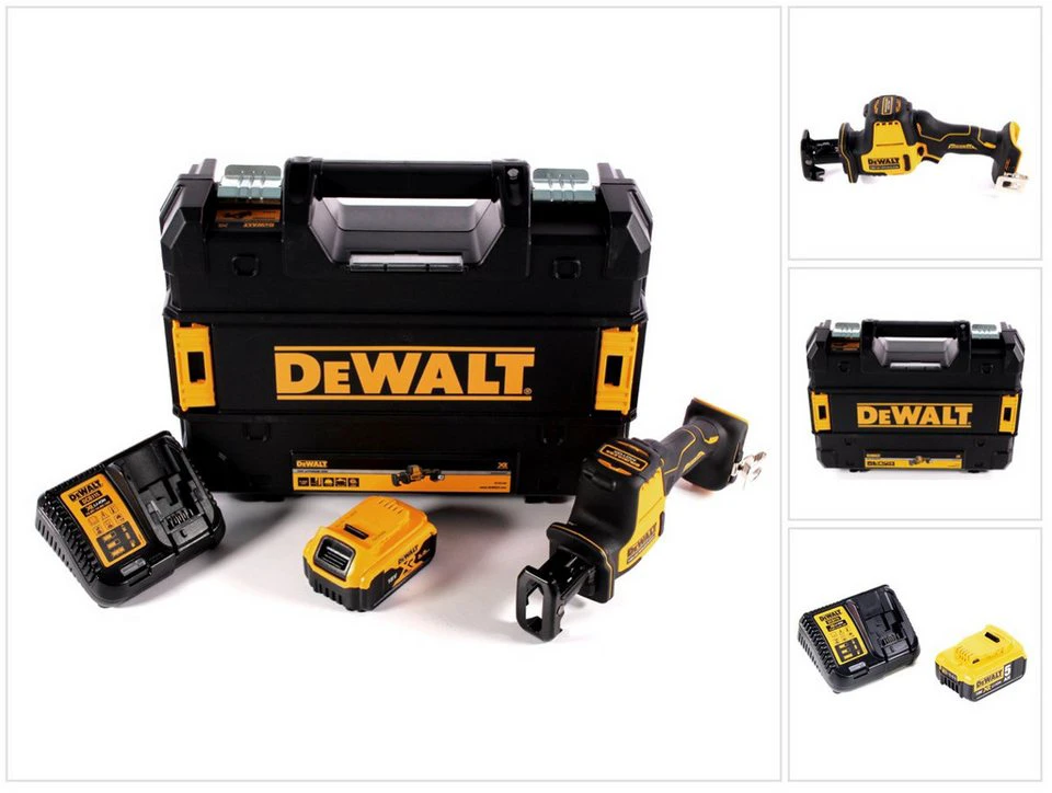 DeWalt Akku-Säbelsäge DCS 369 P1 18 V mit 5,0 Ah Akku Ladegerät TSTAK
