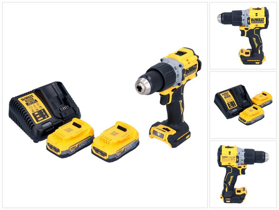 DeWalt DCD 805 Akku-Schlagbohrschrauber 18 V 90 Nm Brushless 2x 1,7 Ah Powerstack Akku