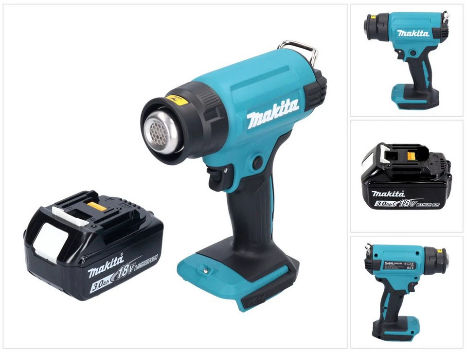 Makita DHG 180 Akku-Heißluftgebläse 18 V 550 °C mit 1x Akku 3,0 Ah ohne Ladegerät