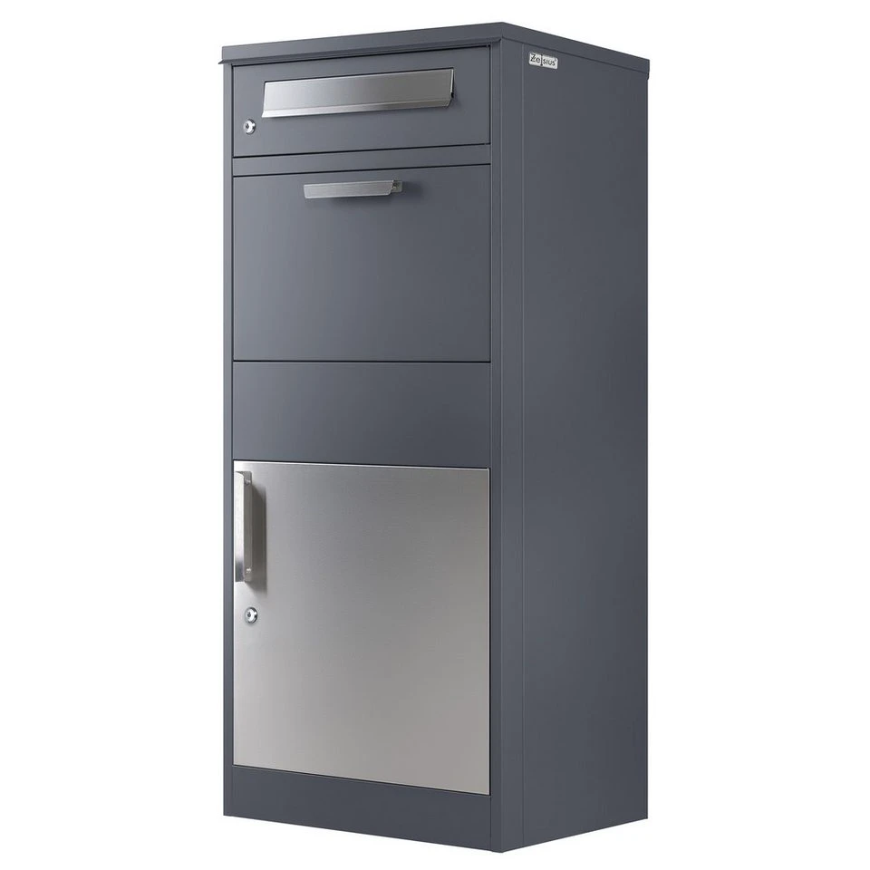 Zelsius Paketbriefkasten RAL7016 Anthrazit Edelstahl Elemente mit Diebstahlsperre