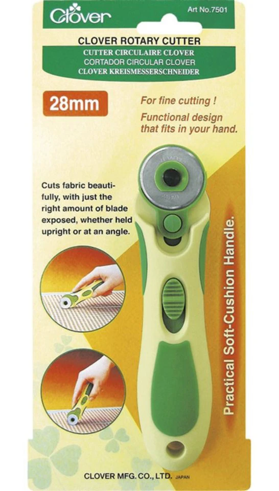 Clover Rollschneider 28 mm verstellbar mit weich gepolstertem Griff für Rechts- und Linkshänder