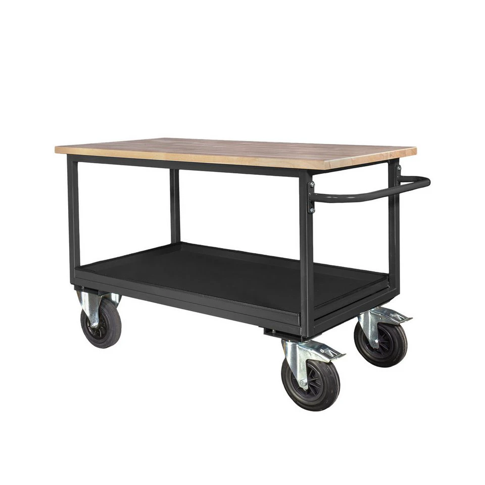 PROREGAL Mobile Werkbank 2 Etagen Schiebegriff Anthrazit 1300 x 600 x 827 mm