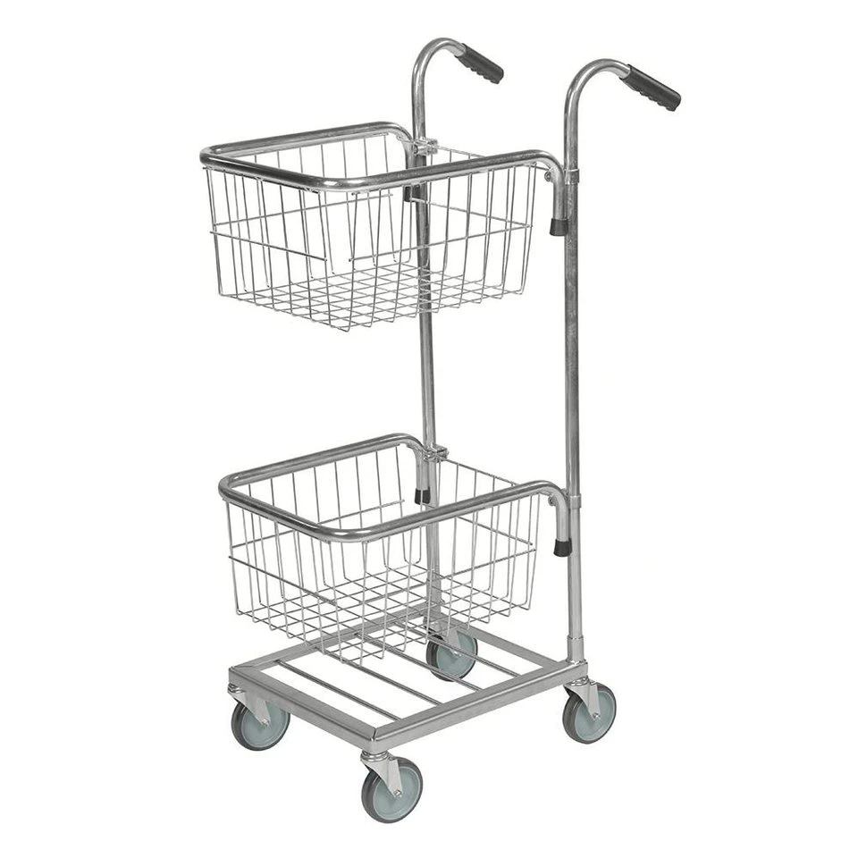 OSWALD Transportgeräte Mini-Transportwagen 2 Körbe 660 x 385 x 1.090 mm 35 kg verzinkt NK153-TTB