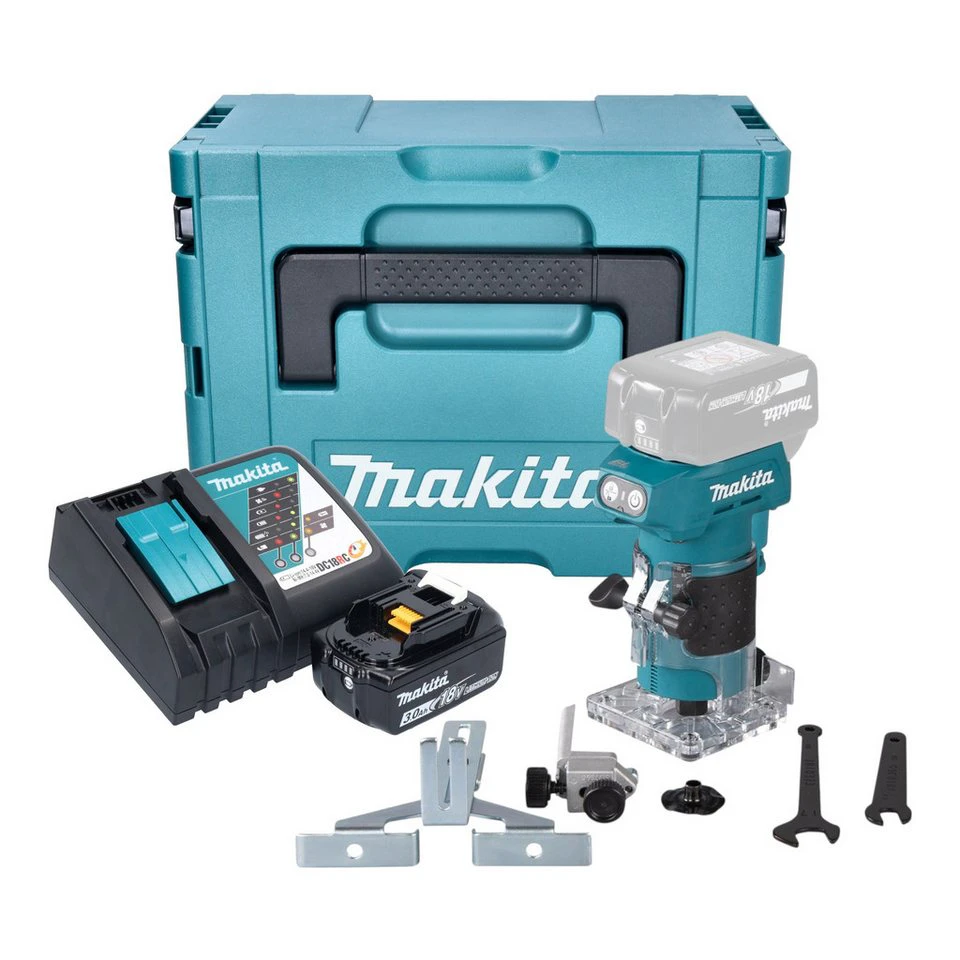Makita Kantenfräse DRT52 Akku 18 V 6 mm bürstenlos 1 Akku 3,0 Ah Ladegerät Makpac