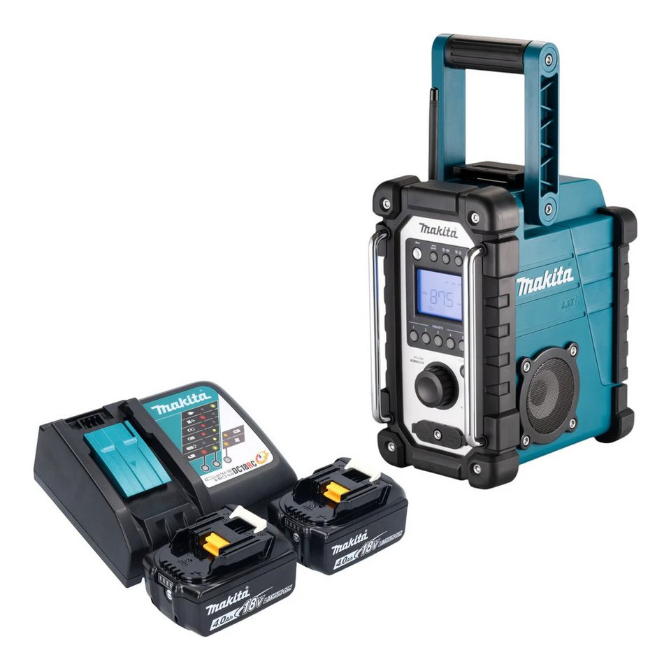 Makita DMR 116 Baustellenradio 14,4 - 18 V AM FM AUX 2x Akku 4,0 Ah Ladegerät