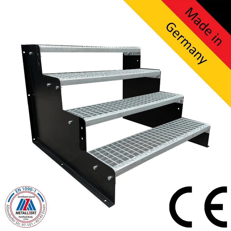SRM Design Außentreppe 4 Stufen Standtreppe Modell 2 schwarz 18 cm Stufenhöhe 70 cm Stufenbreite