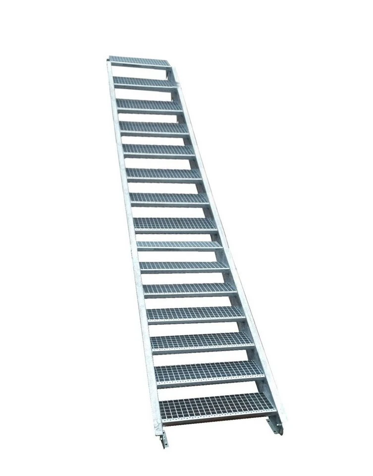 SRM Design Außentreppe 15 Stufen verzinkt Breite 80 cm Geschosshöhe 250-320 cm