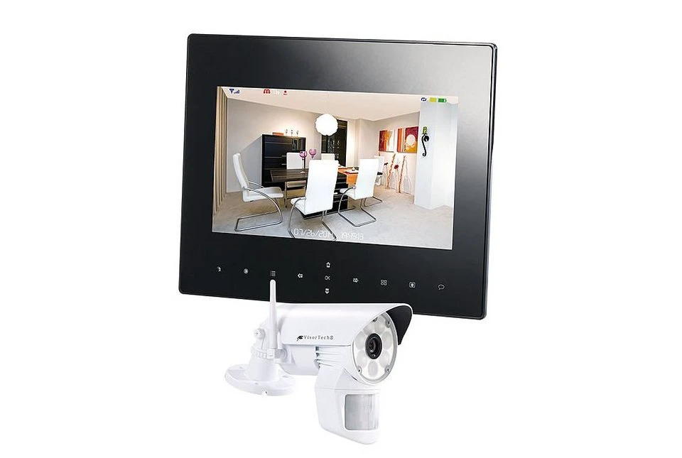 VisorTech Überwachungskamera DSC-720.mc Funk-Überwachungs-Set LED-HD-Kamera weiß Außenbereich
