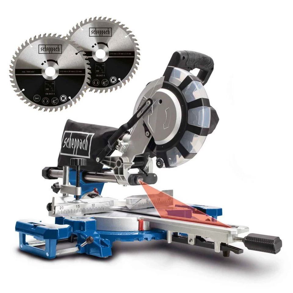 Scheppach Kapp-Zugsäge HM254SPX mit 2 Sägeblättern 254 mm 2200 W