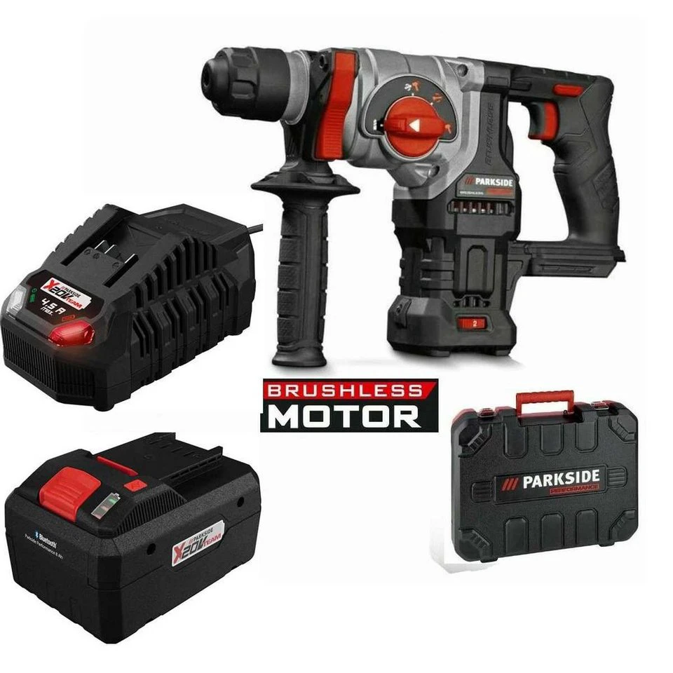 PARKSIDE PERFORMANCE® Akku-Kombibohrhammer PKHAP 20-Li 20 Volt 8 Ah Akku Schnell-Ladegerät