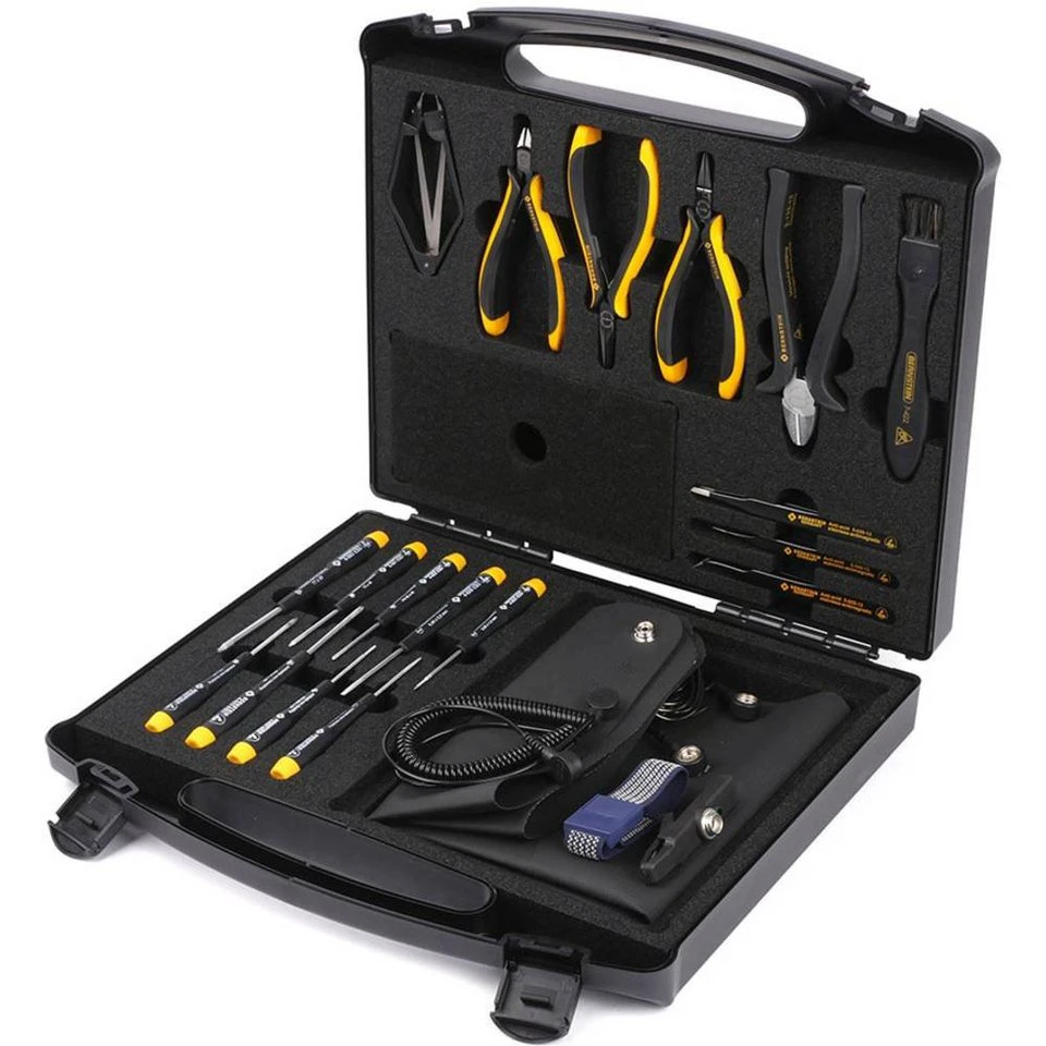 BERNSTEIN TOOLS FOR ELECTRONICS ESD PROFI-Set TRENDY mit 18 Werkzeugen Handling Set 2280 Koffer
