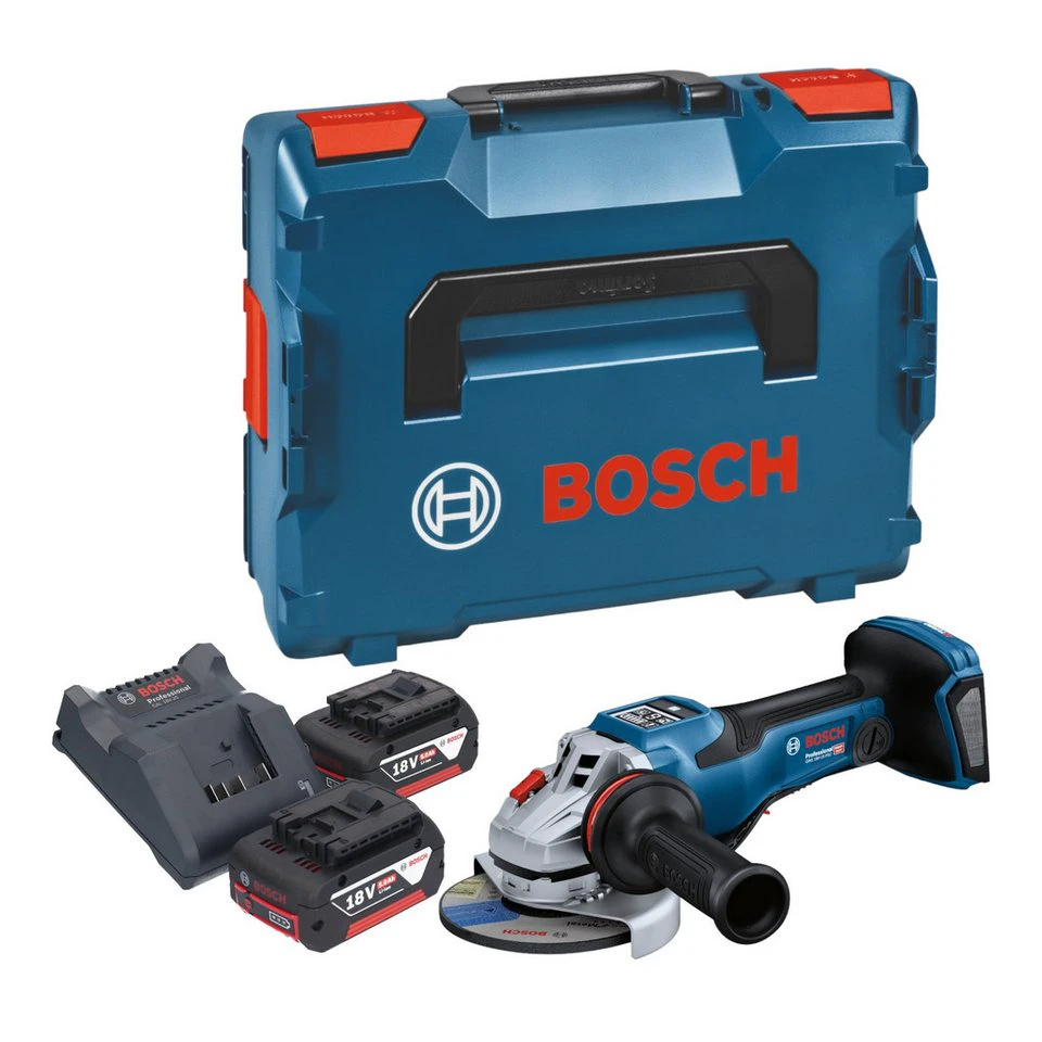 Bosch GWS 18V-15 PSC Professional Akku Winkelschleifer 18V 125 mm BITURBO 2x Akku 5,0 Ah Lader