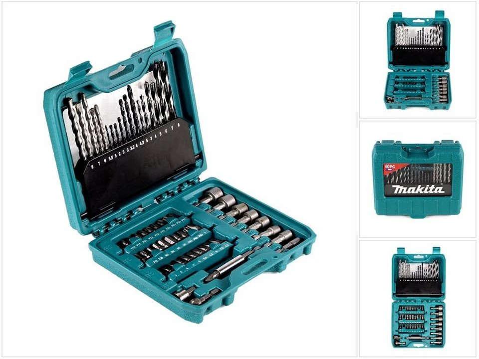 Makita Werkzeugset P-90358 PRO Bit & Bohrer Set 60 teiliges Zubehör in praktischer Box