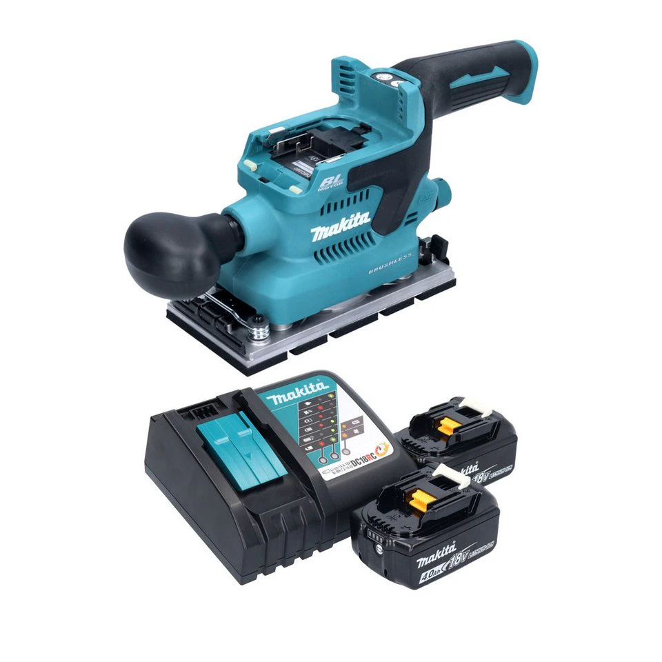 Makita Akku-Schwingschleifer DBO 380 18 V 93 x 185 mm Brushless 2x 4,0 Ah Akku Ladegerät