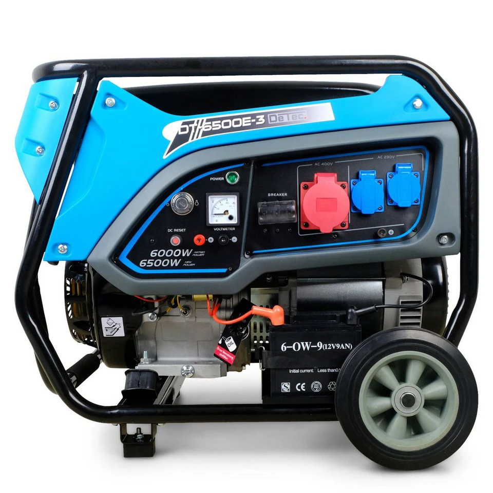 DeTec. Stromerzeuger 3-Phasen Notstromaggregat DT-6500E-3 6500W 400V 2x 230V Elektrostart