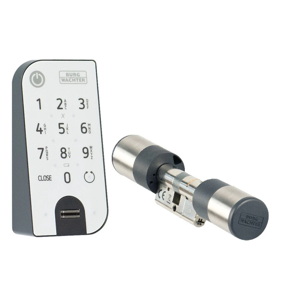 BURG-WÄCHTER Türschloss-Set secuENTRY easy 7602 elektronischer Zylinder Keypad Fingerprint