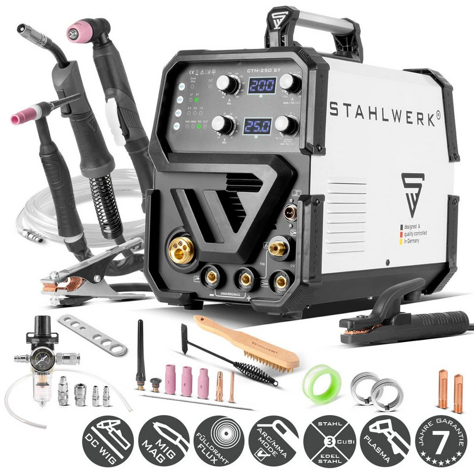 STAHLWERK Inverterschweißgerät CTM-250 6 in 1 Kombigerät WIG MIG MAG FLUX MMA CUT