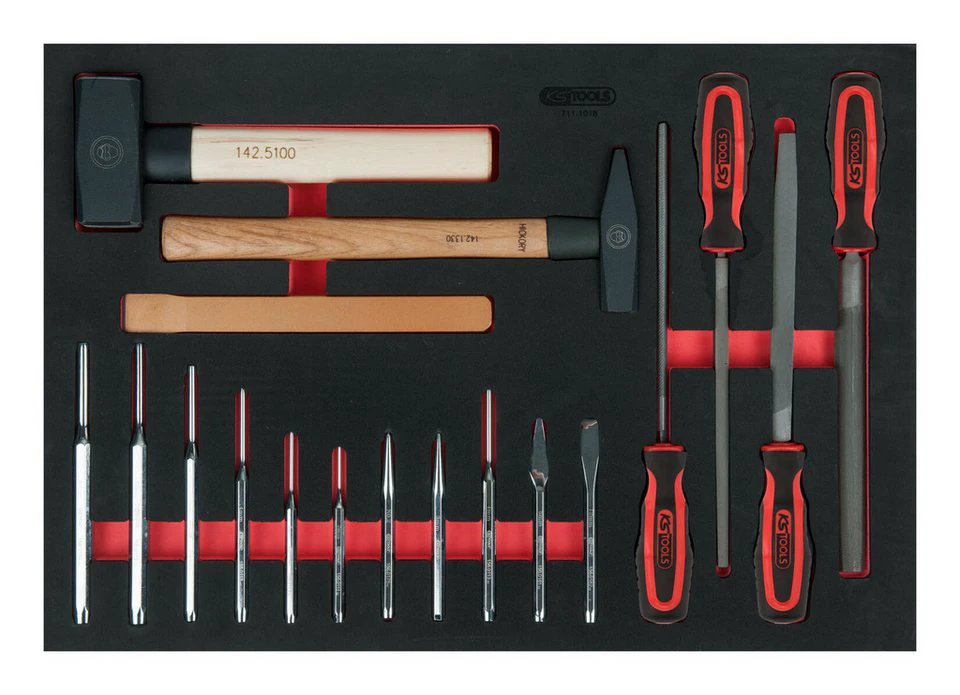 KS Tools Feilen-, Meißel- und Hammer-Satz 18-teilig 1/1 Systemeinlage